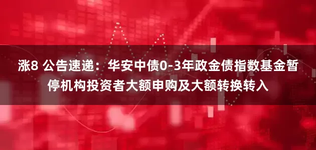 涨8 公告速递：华安中债0-3年政金债指数基金暂停机构投资者大额申购及大额转换转入